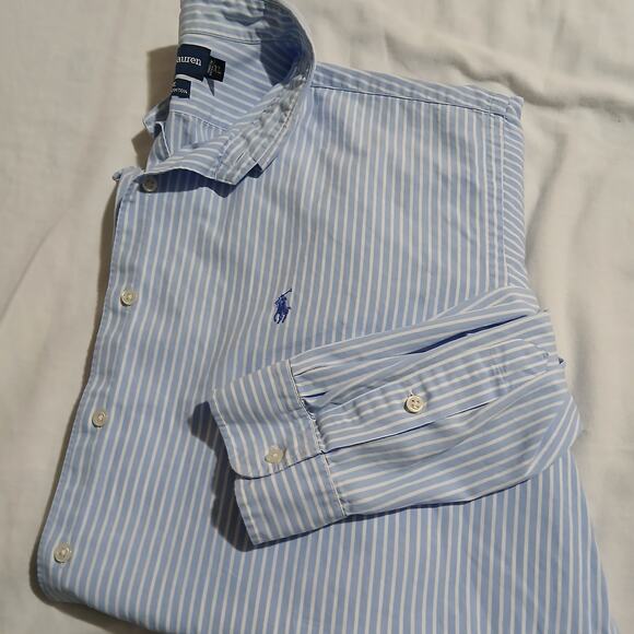 Ralph Lauren Men's XL Marlowe 100% 2-ply Cotton Blue Striped Button-Down Shirt - Picture 1 of 11